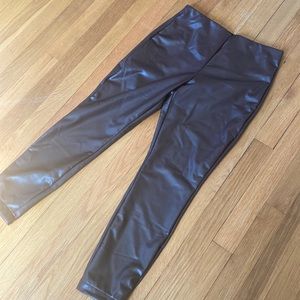 Chocolate brown faux leather pants